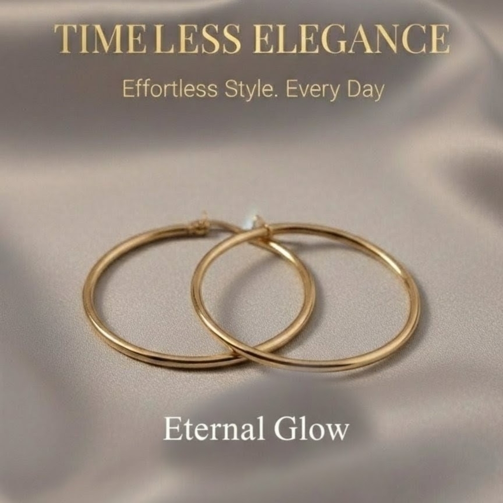 Classic Gold-Tone High-Polish Hoop Earrings Women's Size 40mm (Large) - Sealed